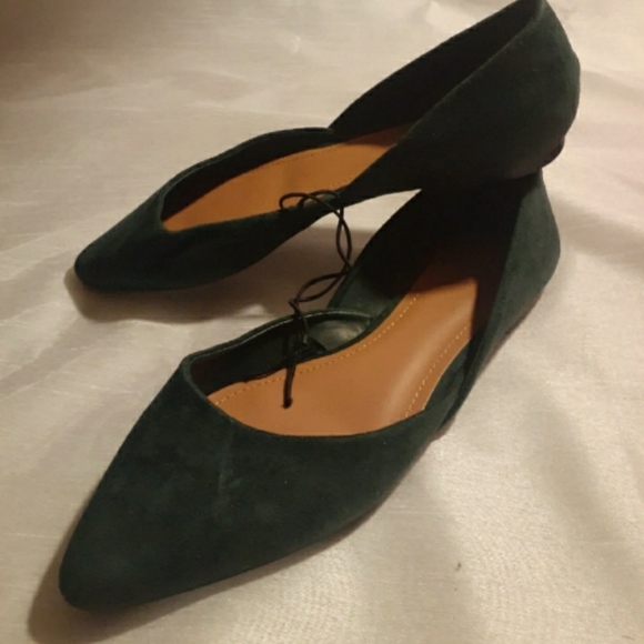 Green faux suede ballet flats - Picture 3 of 6